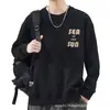 Moletom Gola Redonda Masculino Novo Outono e Inverno Marca Tendência Pulôver Solto Top Roupa Externa Tendência Casual Camisa de Manga Longa para Usar por Baixo