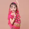 Tops Indianos de Dança para Crianças, Roupas de Performance que Mostram a Barriga, Atacado de Fabricantes de Roupas de Treino e Prática de Dança do Ventre para Crianças