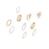 Joyería Transfronteriza Set de Anillos Sencillos y de Lujo Incrustados de Perlas Estilo Minimalista Ins Anillos Apilables Dorados de Múltiples Piezas