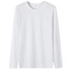 Primavera y Otoño Algodón Peinado Color Sólido Cuello Redondo Manga Larga Camiseta de Hombre Top Interior de Manga Larga Holgado Camiseta Base