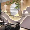 Papel de Parede Paisagem Novo Estilo, Revestimento de Parede Paisagem Novo Estilo Chinês, Revestimento de Parede Dourado de Luxo Leve, Papel de Parede para Fundo de TV na Sala de Estar