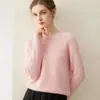 Suéter de malha trançada % caxemira pura com gola redonda, novo suéter de inverno, blusa base de tricô solta de manga longa, suéter feminino