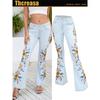 Pantalones vaqueros anchos de pierna para mujer, superventas en Amazon, con bordados pesados y cuernos bordados, vaqueros ligeros para mujer