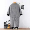 Roupa Infantil Baoxin Estilo Europeu e Americano Outono e Inverno Jaqueta de Mangas Longas Xadrez com Calça de Cordão Conjunto para Meninos Comércio Exterior Estoque Disponível