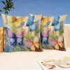 Fronha de Almofada Borboleta 3D em Aquarela Transfronteiriça Fronha com Estampa Floral Fresca Decoração de Sala de Estar Nórdica Carro