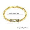 Pulsera Doble de Leopardo Popular en Europa y América para Hombres Color Dorado Joyería con Diamantes Hip-hop Punk Personalidad Moda Pulsera Gruesa