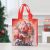 Bolsa de Regalo de Papá Noel Bolsa de Empaque Navideña No Tejida Estampada Bolsa de Mano de Dibujos Animados Plegable Portátil