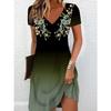 Vestido ajustado con cuello en V y estampado degradado para primavera y verano TEMU2024 de Amazon, ropa de mujer europea y americana transfronteriza.