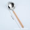 Alça de madeira colher de panela quente 304 colher de aço inoxidável alça anti-escaldamento colander criativo japonês mini sopa shell colher pública
