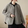 Abrigo de Algodón Grueso Acolchado Estilo Coreano, Nuevo Otoño e Invierno Versátil Moderno Holgado Adelgazante Color Sólido Cálido Cuello en V Superior