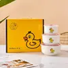 Juego de tres recipientes de cerámica para alimentos con tapa, juego de regalo de recipientes sellados, lonchera, pequeño regalo práctico para reunión anual