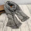 Nuevo Pañuelo de Algodón y Lino 2026 para Mujer, Bufanda de Seda Artística de Color Sólido Delgada de Verano, Bufanda de Cuello Versátil Fruncida, Chal de Protección Solar para Viaje