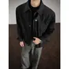 Chaqueta de Trabajo Patchwork a Cuadros Marrones para Hombre Otoño Corte 3D Solapa Chaqueta de Béisbol Chaqueta Corta Harrington