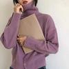 Suéter de cuello alto suave y ceroso de estilo coreano, chic, para mujer, principios de primavera, cálido, otoño e invierno, camiseta interior, suéter ajustado