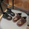 Botas Martin para Niños Botas Casuales de Algodón Retro 2026 Invierno Botines Cortos con Felpa para Niños Estilo Coreano Botas Pequeñas de Cuero Cálidas