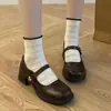 Zapatos de cuero estilo JK para mujer, nuevo modelo de otoño 2026, hebilla de una tira, estilo de noche, tacón grueso, zapatos de salón, zapatos Mary Jane franceses