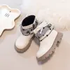 Botas Martin para Niñas Otoño/Invierno Nuevo Cuadros Encaje Moño Botas de Piel con Felpa Suela Suave Antideslizante Botines para Niños