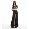 Jeans de Mujer de Color Café Transfronterizos Maillard de Cintura Alta Elásticos con Más Terciopelo Estilo Caliente Otoño/Invierno 2026 Versátiles Cálidos de Campana