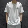 2026 Verão Novo Estilo Camiseta de Seda Gelo Masculina Gola Redonda Secagem Rápida Manga Curta Estampa Chinesa Respirável Tamanho Grande Esportes Luxo Leve