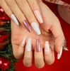 Uñas Portátiles de Navidad Copo de Nieve Amor Brillo Manicura Uñas Postizas Cortas Almendra Mariposa Uñas Largas Europeas y Americanas Venta al por Mayor