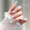 Accesorios de Uñas Trendy de Lazo Estilo Francés Plateados, Decoraciones de Uñas Hechas a Mano de Aleación con Pedrería Súper Brillantes