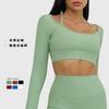 Roupa de Yoga Justa Venda Quente Top Manga Longa Decote Almofada de Peito Removível Roupa Fitness Slim Corrida Esporte Top