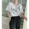 2026 Nueva Camiseta Rosa Estilo Coreano Dulce y Fresca con Letras Graffiti, Holgada y Versátil, Cuello Redondo, Manga Corta