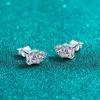 Pendientes de botón Xindeyi S925 Plata de Ley para Mujer, Estilo Princesa Simple de Gama Alta, Cuadrados de Esquina con Corazón, Moissanita, En Stock