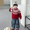 Suéter Étnico de Otoño e Invierno para Niños Estilo Coreano Suéter de Punto Grueso para Niños Pequeños y Medianos Ropa de Otoño