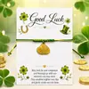Calle. Pulsera de la Suerte para el Día de San Patricio Trébol de Cuatro Hojas Colgante de Aleación de Buena Suerte Pulsera Ajustable