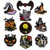 Pegatinas de tela adhesivas termofusibles para Halloween, accesorios bordados con diseño de calabaza y murciélago, especiales para decoración de equipaje, disponibles en lotes.