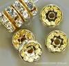 Anel de diamante 6mm banhado a prata banhado a ouro borda reta borda ondulada espaçador de strass pulseira branca e preta contas espaçadoras de diamante acessórios com contas u47