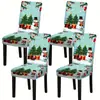 Funda de Silla Nueva Transfronteriza Navidad Fondo Negro Estampado de Muñeco de Nieve Funda para Silla de Comedor Decoración Festiva para el Hogar Funda de Silla Todo Incluido