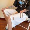 Shorts Casuais de Seda Gelada Masculino Verão Finos Estudantes do Ensino Fundamental Marca da Moda Esportivos Largos Tendência Calças Split Grandes Masculino