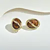 Pendientes Ovalados de Diseño de Nicho de Gama Alta en Color Borgoña, Pendientes de Moda y Elegantes para Mujer
