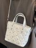 Bolso Cubo Acolchado de Diamantes Brillantes Estilo Coreano para Mujer 2025 Verano Nuevo Estilo de Moda Bolso de Hombro Bolso Cruzado de Alto Valor
