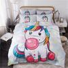 Juego de Ropa de Cama con Estampado de Unicornio Arcoíris de Dibujos Animados de Dos, Tres o Cuatro Piezas, Funda Nórdica, Tejido Cepillado de Moda