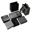 Bolsas para Joyería Color Negro Ceniza al por Mayor, Cajas de Lujo Ligero con Tapa abatible para Anillos, Pendientes, Collares, Joyeros, Bolsas de Terciopelo y Cajas de Empaque para Joyería