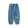 Jeans Bordados de Dibujos Animados para Niñas Wulibu Otoño e Invierno 2026 Pantalones de Linterna Sueltos Cálidos Lindos Juguetones Retro