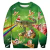 Sudadera de cuello redondo para hombre con estampado digital 3D de Navidad y Halloween europea y americana, camiseta básica casual de manga larga para mujer