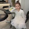 Vestido de punto estilo coreano de alta calidad tipo pastel para niñas, nuevo para primavera y otoño 2026, vestido largo de manga larga francés para celebridades de internet infantiles