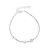 Pulseira Flor de Pérola Natural Prata Esterlina 925 Design Artesanal Mori Doce Elegante Feminina B3338