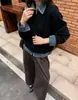 Cárdigan de punto patchwork de mezclilla con cuello para mujer, suéter chaqueta casual holgado de manga larga, nueva moda de otoño e invierno, versátil
