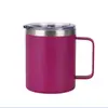 Taza de acero inoxidable de 12 oz con recubrimiento en polvo transfronterizo, taza de café de negocios simple personalizable, taza aislada para sublimación al por mayor
