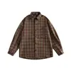 Camisa de trabajo a rayas retro japonesa de primavera y otoño con bolsillo para hombre y mujer, top casual simple de manga larga estilo universitario