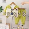 Conjunto de outono para bebê 2024 novo estilo estrangeiro roupas infantis bebê outono bonito moda camisa masculina conjunto de três peças
