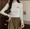 Top Térmico de Manga Larga para Mujer, Estilo Coreano, Otoño/Invierno, Polar, Cuello Semi Alto, Estampado de Carita Sonriente, Versátil