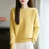 Novo suéter de outono e inverno, macio, cor sólida, moderno, gola redonda, solto e grosso, blusa básica estilosa, malha para usar por cima