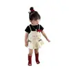 Estilo Coreano Roupas Infantis Vestido para Meninas Conjunto Verão Novo Roupa de Bebê Menina Camiseta de Manga Curta Saia com Suspensório Roupas de Bebê
