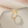 Anillo moda femenina personalidad acero de titanio no se decolora Joker lujo ligero doble capa anillo abierto alto sentido fabricantes venta al por mayor